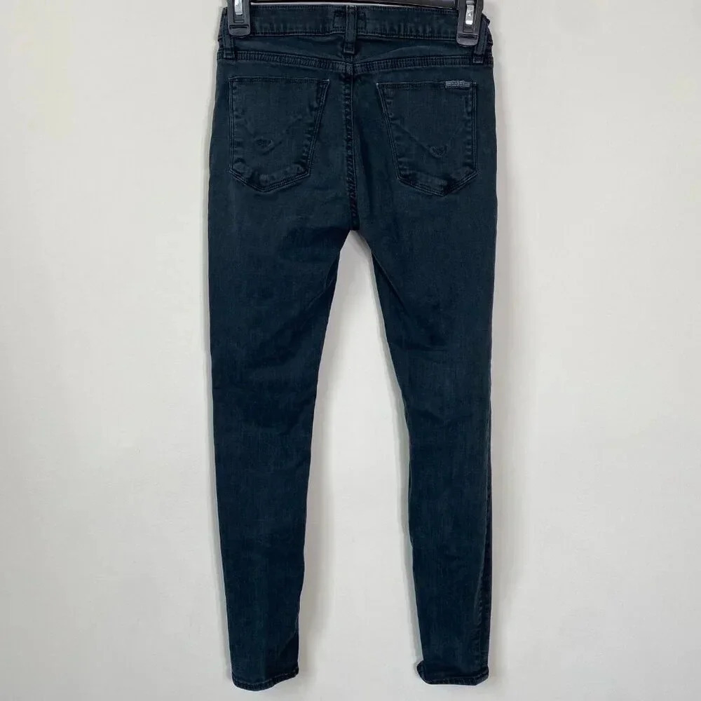 Hudson Womens 25 Krista Low-Rise Super Skinny Ankle Distressed Denim Jeans Black - Picture 10 of 16